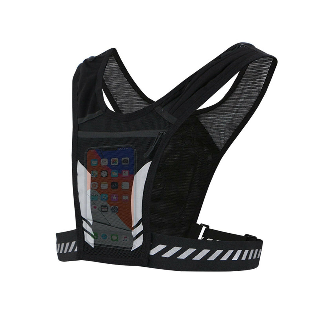 Cycling Vest With Phone Holder Water Bottle Pocket Reflective Running Vest Bag Breathable Mesh Running Backpack For Night Sports-WAYBIKER