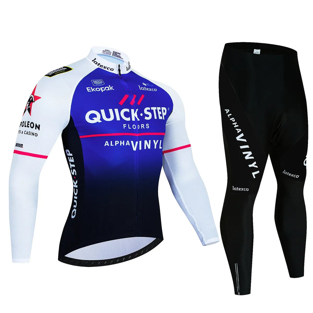 Long Sleeve Cycling Jersey Set New Quick Step Mtb Bicycle Clothing Bicycle Maillot Ropa Ciclismo Mans Bike Clothes Cycling Set-WAYBIKER