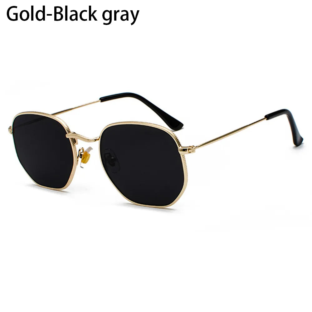 Small Square Sunglasses for Men and Women Polygon Mirrored Lens Sun Glasses Driving Eyewear Fashion Metal Frame Glasses UV400-WAYBIKER