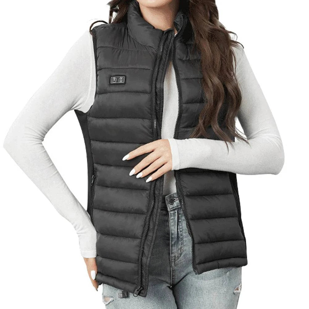 USB Charging Electric Heated Vest for Women Lightweight 4-zone Adjustable Temperature Outdoor Slim Fit Heated Vest-WAYBIKER