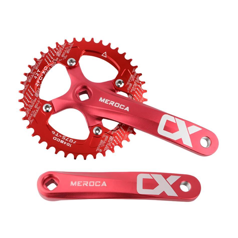MEROCA CX Square Hole Bicycle Crankset 104BCD Aluminum Alloy IXF Square Hole Mountain Bike Crankset 170mm 32T/34T/36T/38T/40T/42-WAYBIKER