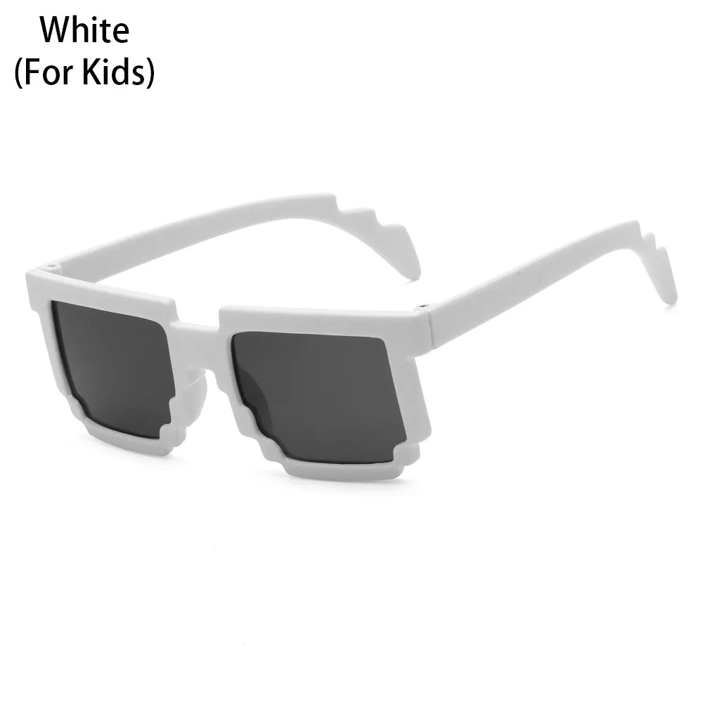 Kids and Adults Sunglasses Cosplay Action Game Toy Square Glasses Pixel Mosaic Sunglasses Thug Life Sunglasses-WAYBIKER