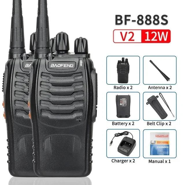 2/4PCS Baofeng BF-888S 12W Walkie Talkie Dual Band Portable Long Range Standby UHF 400-470MHz USB Ham Two Way Radio for Hunting-WAYBIKER