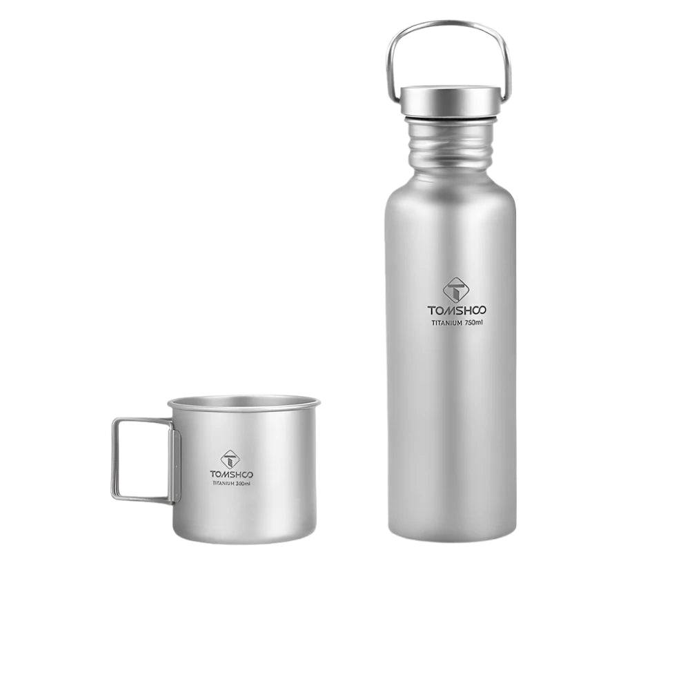 TOMSHOO Full Titanium Water Bottle Ultralight Drinking Bottle for Outdoor Camping Hiking Cycling Accessories 2022 New-WAYBIKER