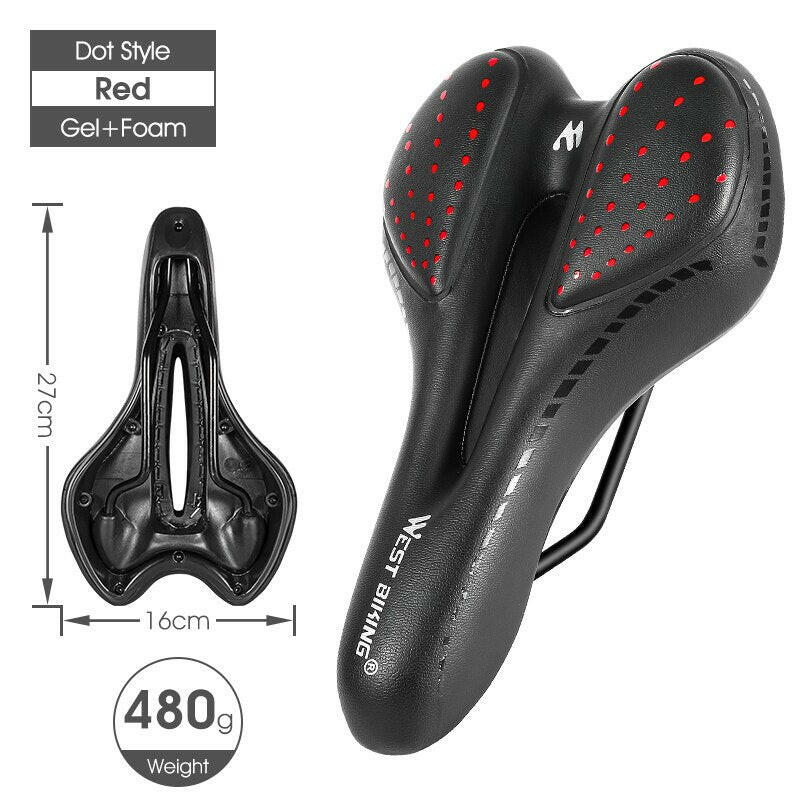 WEST BIKING Bike Saddle MTB Mountain Road Bicycle Seat PU Leather Gel Painless Cycling Cushion BMX Comfortable Shockproof Parts-WAYBIKER