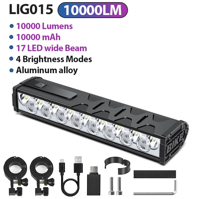 NEWBOLER Bicycle Light Front 10000Lumen Bike Light 10000mAh Waterproof Flashlight USB Charging MTB Road Cycling Lamp Accessories