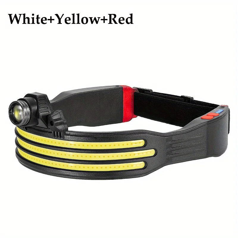 2023 New Trendy LED Headlamp Mini Multifunctional With Warning Headlight COB Outdoor Adventure Fishing Bright Light Flashlight-WAYBIKER