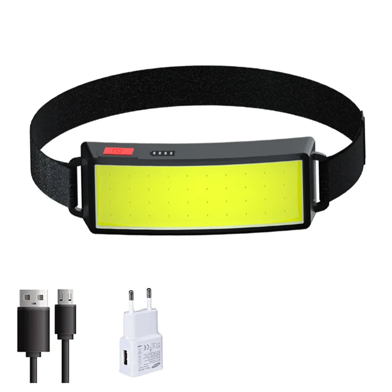 New Upgrade Portable LED Head Lamp Built-in 1200mah Battery COB Headlight USB-C Rechargeable Waterproof Torch Camping Flashlight-WAYBIKER