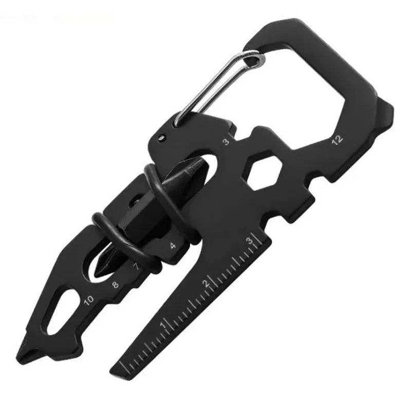 Stainless Steel Outdoor Tools Carabiner Clip Bottle Opener Keychain Ring Multifunction Card Tool Camping Climbing Accessories-WAYBIKER