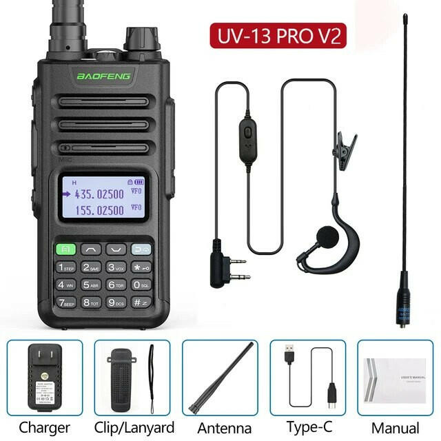 Baofeng UV-13 PRO Ham Radio 16 KM Long Range Distance Dual Band 999 Channel Type-C Charging Walkie Talkie Upgrade UV-5R UV-10R-WAYBIKER