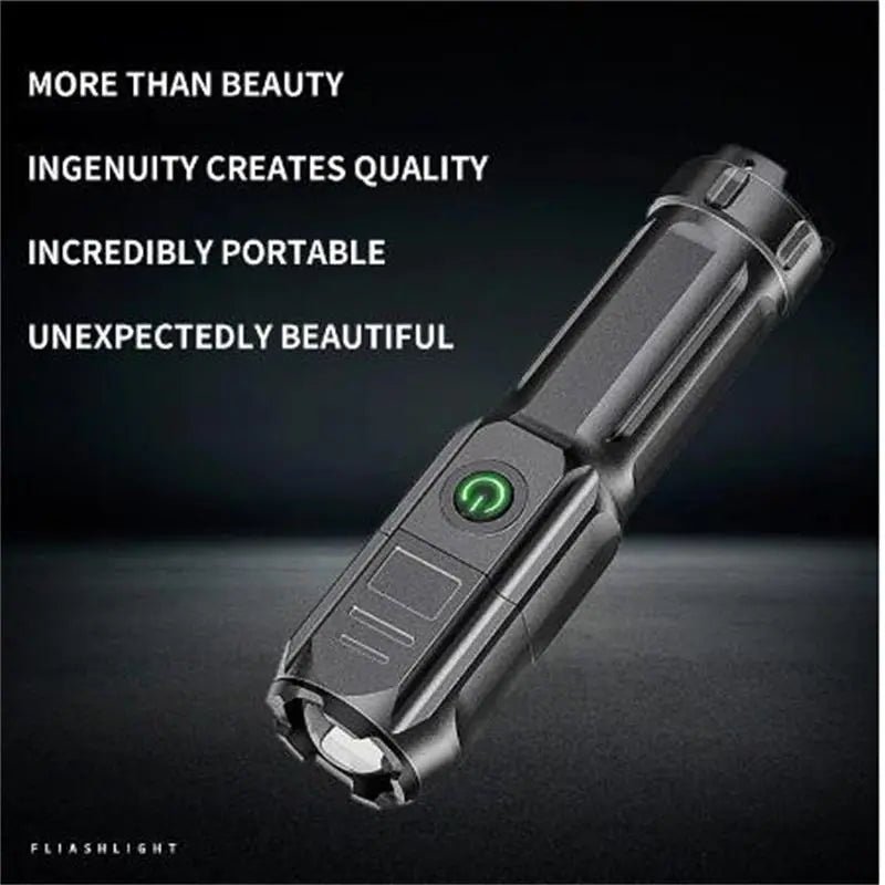 Flashlight Outdoor Lighting Lamp Telescopic Zoom Strong Light Flashlight USB Charging Small Portable Spotlight Long-Range Flood-WAYBIKER