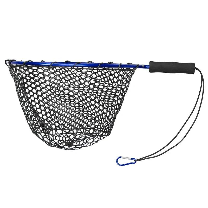 Fishing Net Soft Silicone Fish Landing Net Aluminium Alloy Pole with Elastic Strap Carabiner Fishing Nets for Catching Fishes-WAYBIKER