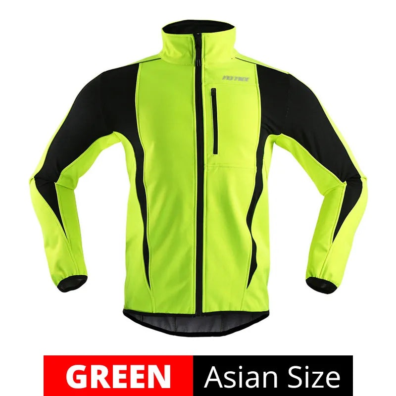 Cycling Jacket Warm Up Thermal Fleece Cycling Jacket Bicycle MTB Road Bike Clothing Windproof Waterproof Long Jersey Jersey-WAYBIKER