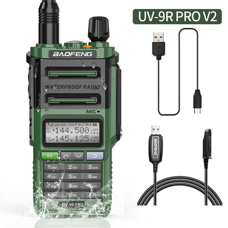 2023 Baofeng UV-9R Pro V1 V2 Waterproof IP68 16KM Walkie Talkie Type-C Charger UHF VHF Long Range UV-5R Upgrade Ham CB Radio-WAYBIKER