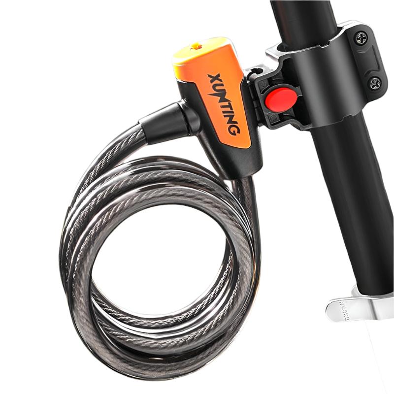 Mountain Bike Cable Lock Key Electric Password Fixed Secure Anti Theft with Mounting Bracket Scooter Bicycle Lock-WAYBIKER