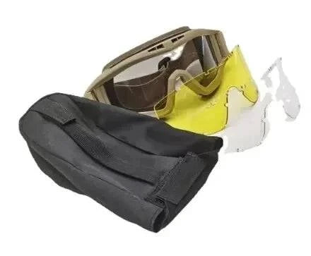 Airsoft Tactical Goggles 3 Lens Windproof Dustproof Shooting Motocross Motorcycle Mountaineering Glasses CS Safe Protection-WAYBIKER