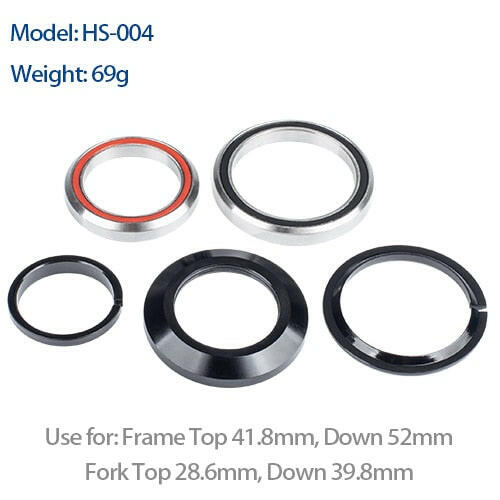 Bicycle Headset 28.6mm to 39.8mm Tapered Tube Fork Steering Bearing Headset 1-1/8 to 1-1/2 Tapered Head MTB Road Frame Headset