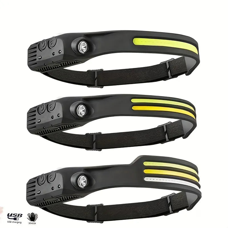 Rechargeable LED Headlamp Lightbar 230° Wide Beam Head Light Strip Headlamps, Hard Hat Light for Mechanic-WAYBIKER