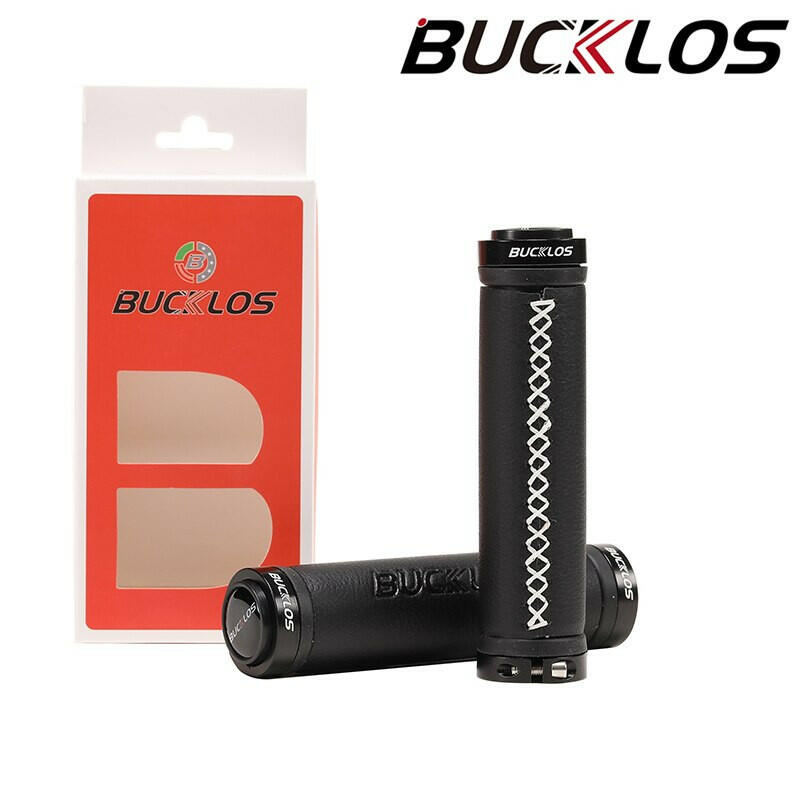 BUCKLOS Leather Bicycle Grip Lock on Mountain Bike Grips Double Lock Ring Mtb Grips Ultralight Bike Handlebar Grip MTB Part-WAYBIKER