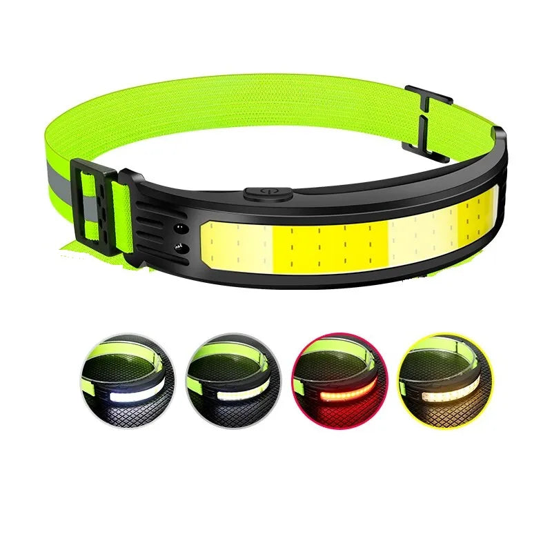 COB Sensor Headlight Built in Battery Fishing Headlamp Rechargeable 6 Modes Head Torch Outdoor Camping Flashlight-WAYBIKER