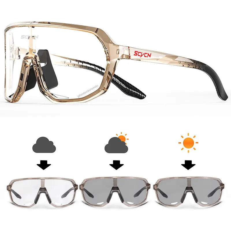 SCVCN Cycling Glasses UV400 Photochromic Sunglasses Men Sun Mountain Bike Road Bicycle Eyewear Sports Running MTB Cycle Gogg-WAYBIKER