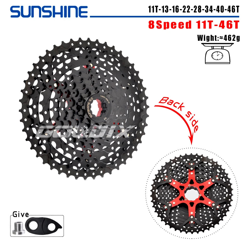 SUNSHINE MTB Cassette 8/9/10/11/12 Speed 40/42/46/50/52T Black K7 Cassette Sprocket for SHIMANO HG Structure