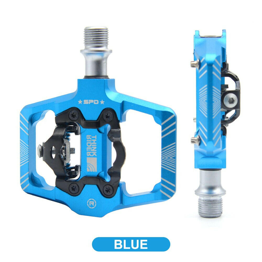 ThinkRider 2 In 1 Bicycle Lock Pedal With Free Cleat For SPD System MTB Road Aluminum Anti-slip Sealed Bearing Lock Accessories-WAYBIKER