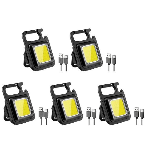 Mini LED Flashlight Keychain Light Double COB Lights USB Rechargeable Work Lights Fishing Lanterna with Magnet Built-in Battery-WAYBIKER