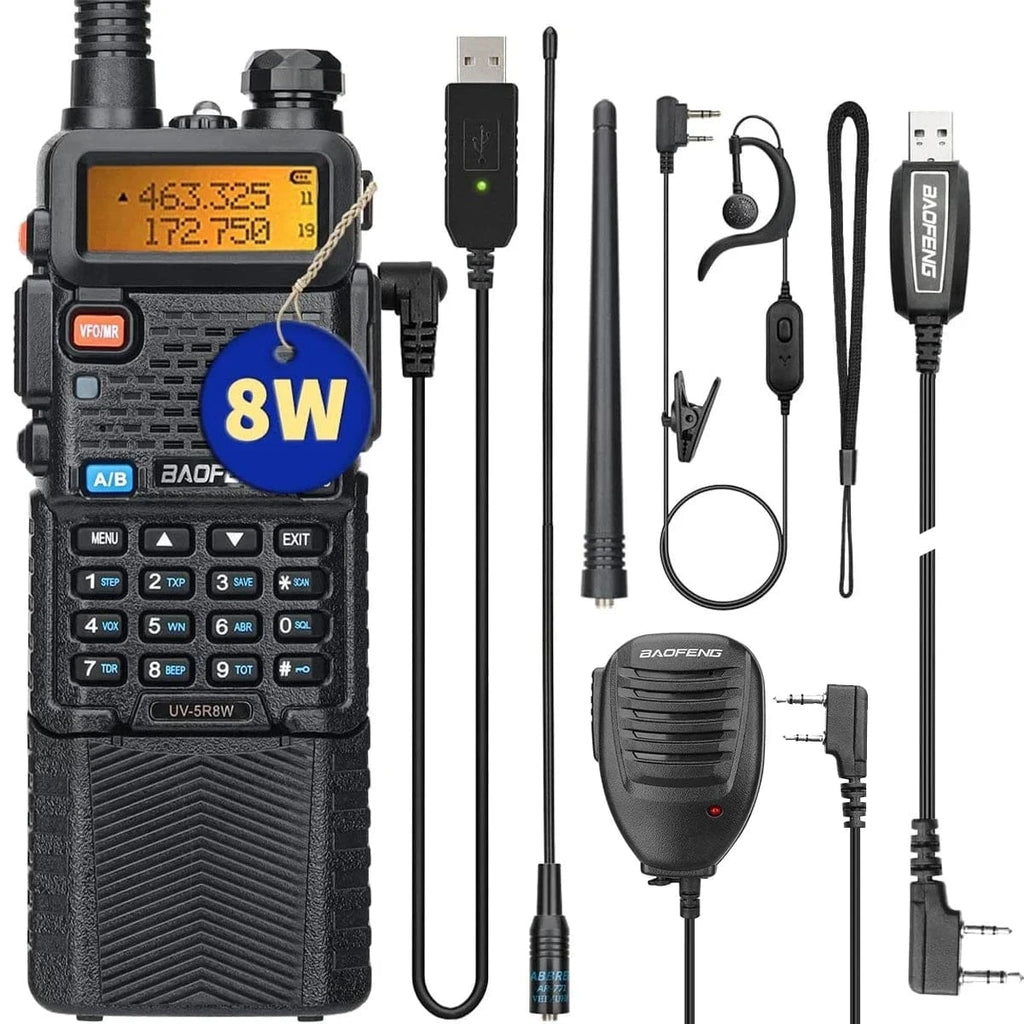 Baofeng UV-5R 8W 3800 Walkie Talkie Tri-Power Dual Band VHF UHF Portable Long Range High Power Handheld CB Ham Two Way Radio-WAYBIKER