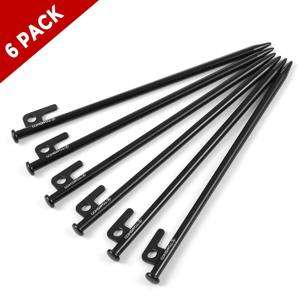 TOMSHOO 8 Inch /12 Inch Tent Pegs 6PCS Heavy Duty Steel Tent Stakes for Outdoor Camping Canopy Awning Camping Accessories-WAYBIKER