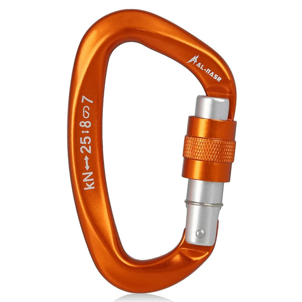25KN Professional Climbing Carabiner Screw Locking Gate Carabiner Heavy Duty D-shape Buckle D-ring Carabiner for Climbing-WAYBIKER
