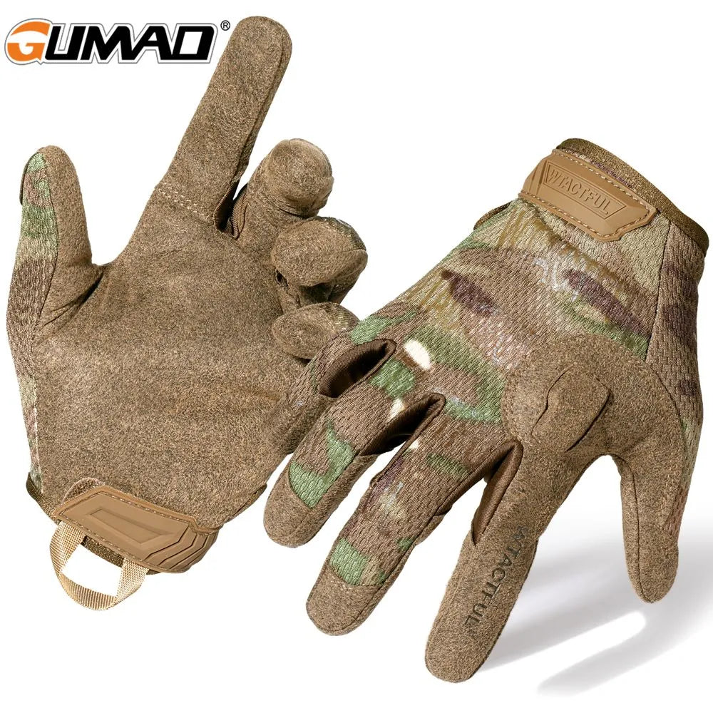 Men Camouflage Tactical Full Finger Gloves Airsoft Army Military Sports Riding Hunting Hiking Bicycle Cycling Paintball Mittens-WAYBIKER