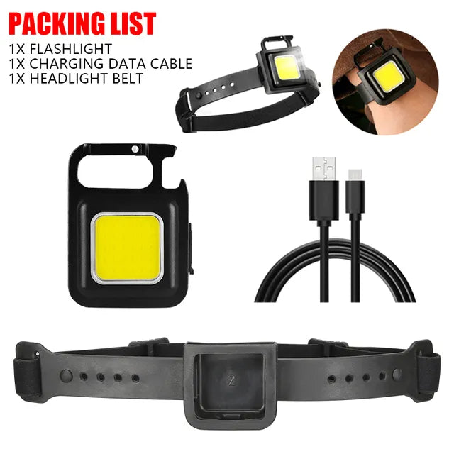 Mini Portable Led Flashlight USB Rechargeable Keychain Light Pocket Torch COB Work Lights Outdoor Camping Emergency Lamp Lantern-WAYBIKER