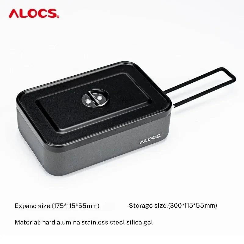 ALOCS Customer's Aluminum Alloy Lunch Box Tableware Camping Camping Tableware Portable Set Lunch Box with Fork Spoon Stove-WAYBIKER