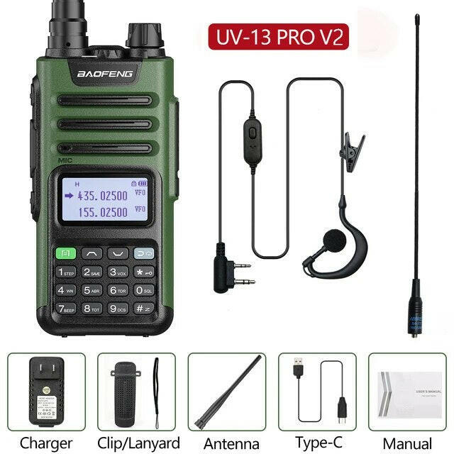 Baofeng UV-13 PRO Ham Radio 16 KM Long Range Distance Dual Band 999 Channel Type-C Charging Walkie Talkie Upgrade UV-5R UV-10R-WAYBIKER