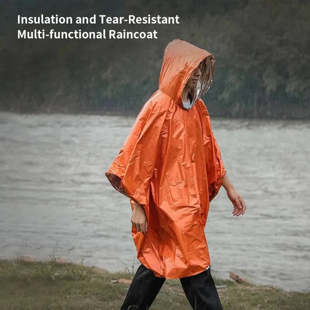 Emergency Raincoat Poncho Waterproof Rainwear Blanket Survival Camping Equipment Cold Insulation Rainwear Camping Equipment-WAYBIKER