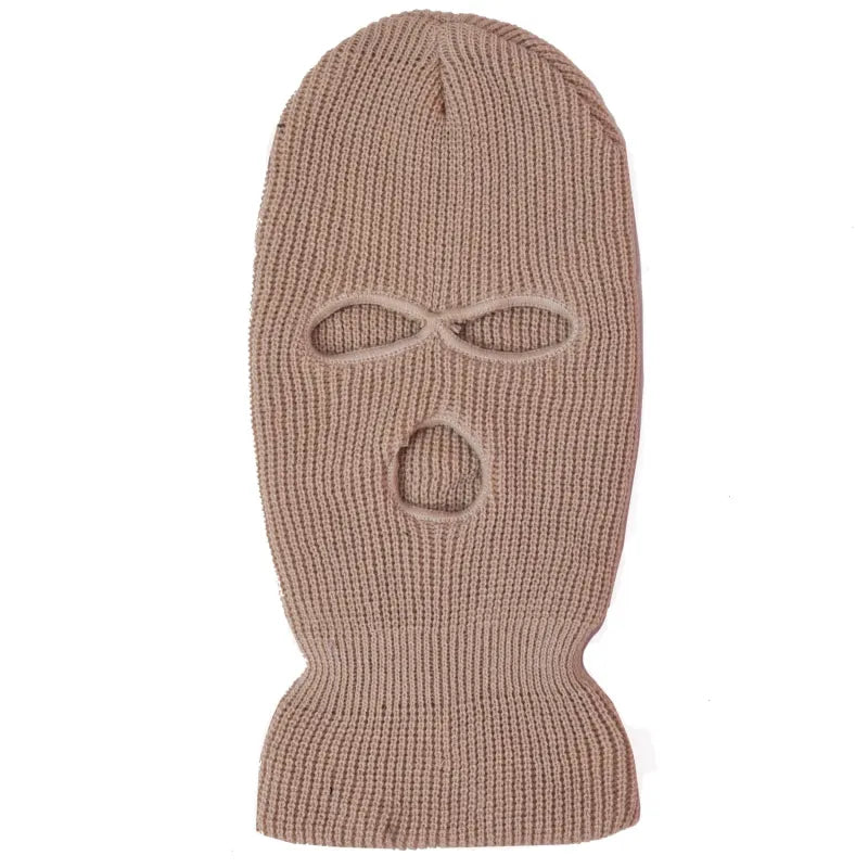 2023 New Fashion 3-Hole Knitted Full Face Cover Ski Mask Winter Balaclava Warm Knit Full Face Mask For Outdoor Sports-WAYBIKER