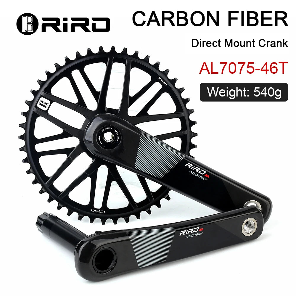 RIRO Carbon Fiber Crank Road Bike 11/12 Speed 50-34/53-39T Direct Mount Bicycle Crankset 170mm 46/48/50/52T Chainring Bike Parts