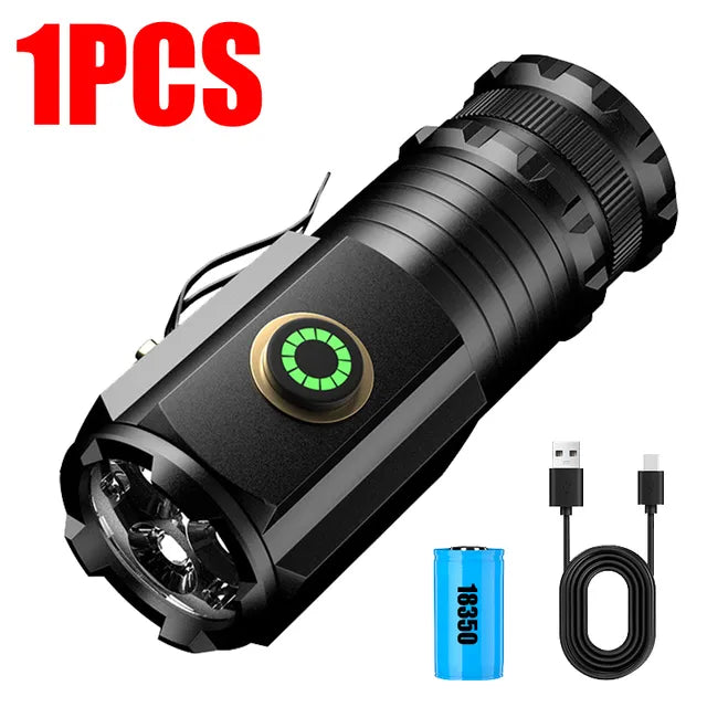 80W High Power Led Flashlights Rechargeable Tactical torch 7800mah Built-in Battery Light Emergency Spotlights Camping Lantern-WAYBIKER