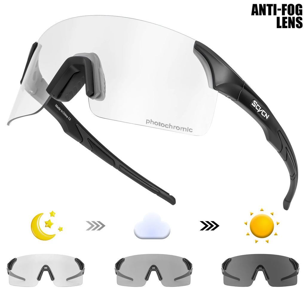 SCVCN Outdoor Anti Fog Photochromic Sunglasses Men Road Anti-fog Cycling Glasses Bicycle Women Bike MTB UV400 Sports Eyewear