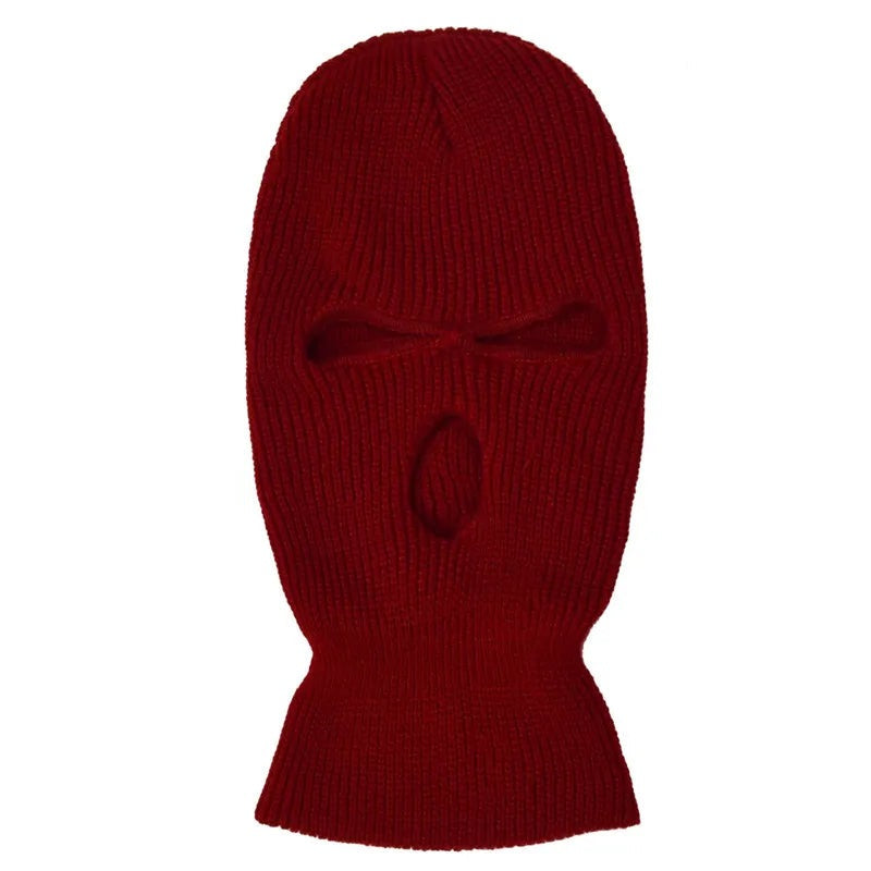 2023 New Fashion 3-Hole Knitted Full Face Cover Ski Mask Winter Balaclava Warm Knit Full Face Mask For Outdoor Sports-WAYBIKER