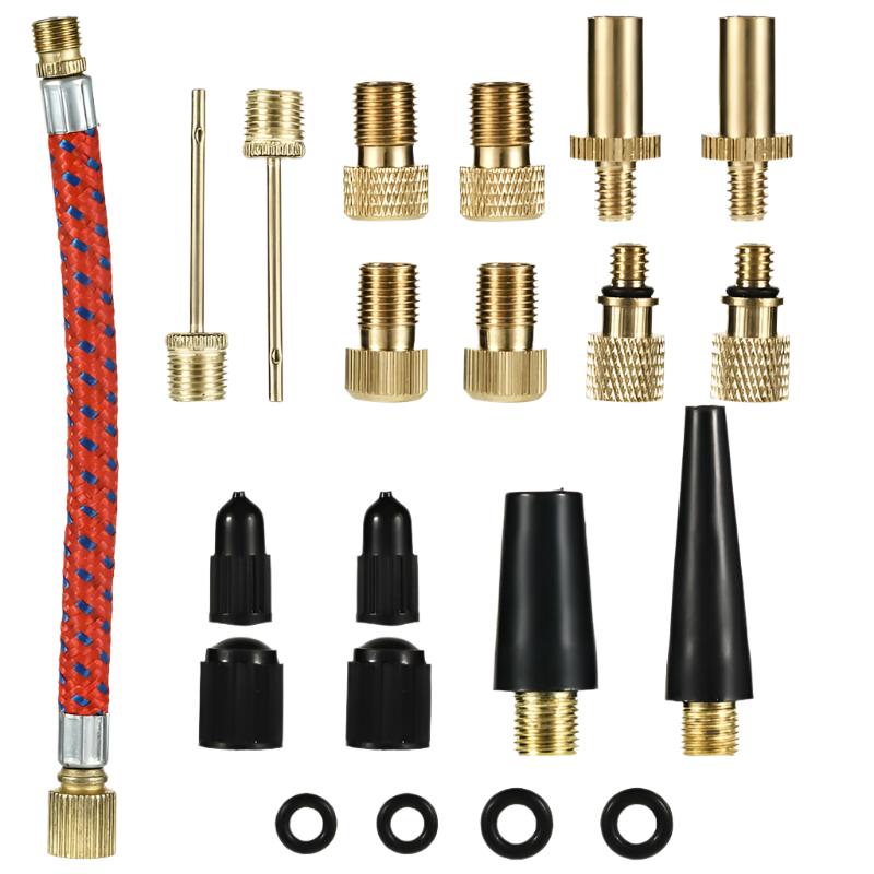 21Pcs/Set Bicycle Tire Inflatable Tube Needle Air Hose Adapter Kits Bicycle Repair Tools Connector Pump Basketball Valve-WAYBIKER