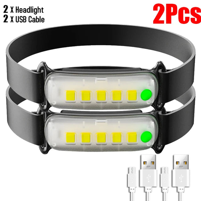 USB Rechargable LED Headlamp 3 Modes Light Mini Headlight Built-in Battery Head Flashlight Outdoor Fishing Torch Camping Lantern-WAYBIKER