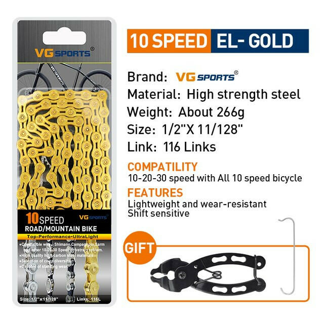 VG Sports Bicycle Chain 6 7 8 9 10 11 Speed 8s 9s 10s 11s Velocidade Titanium Rainbow Gold MTB Mountain Road Bike Chains Parts-WAYBIKER