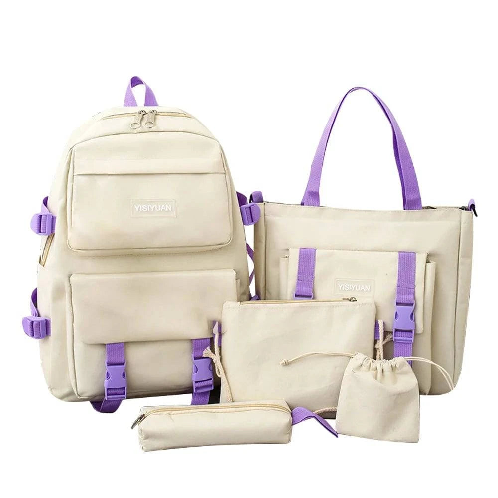 Camping Canvas Backpack Large Capacity Student Schoolbag Set Teenage Bag Hiking Bag Stationery Bags Stationery Bag Kit 2022 New-WAYBIKER