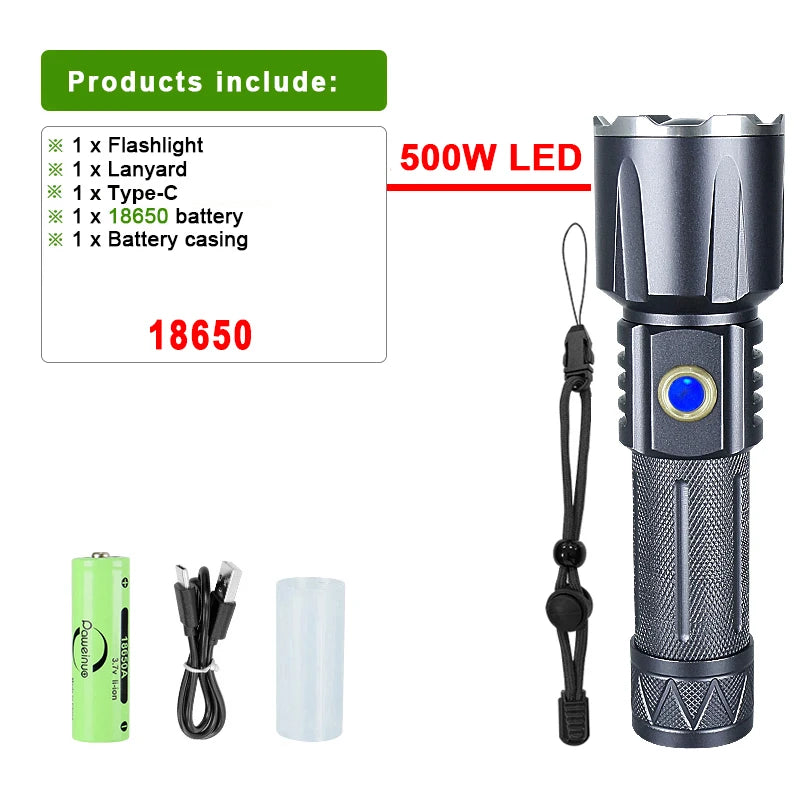 Paweinuo Super LED Flashlight Usb Rechargeable Powerful Torch Zoom IPX6 Waterproof Tactical Flash Light for Working Hunting etc-WAYBIKER