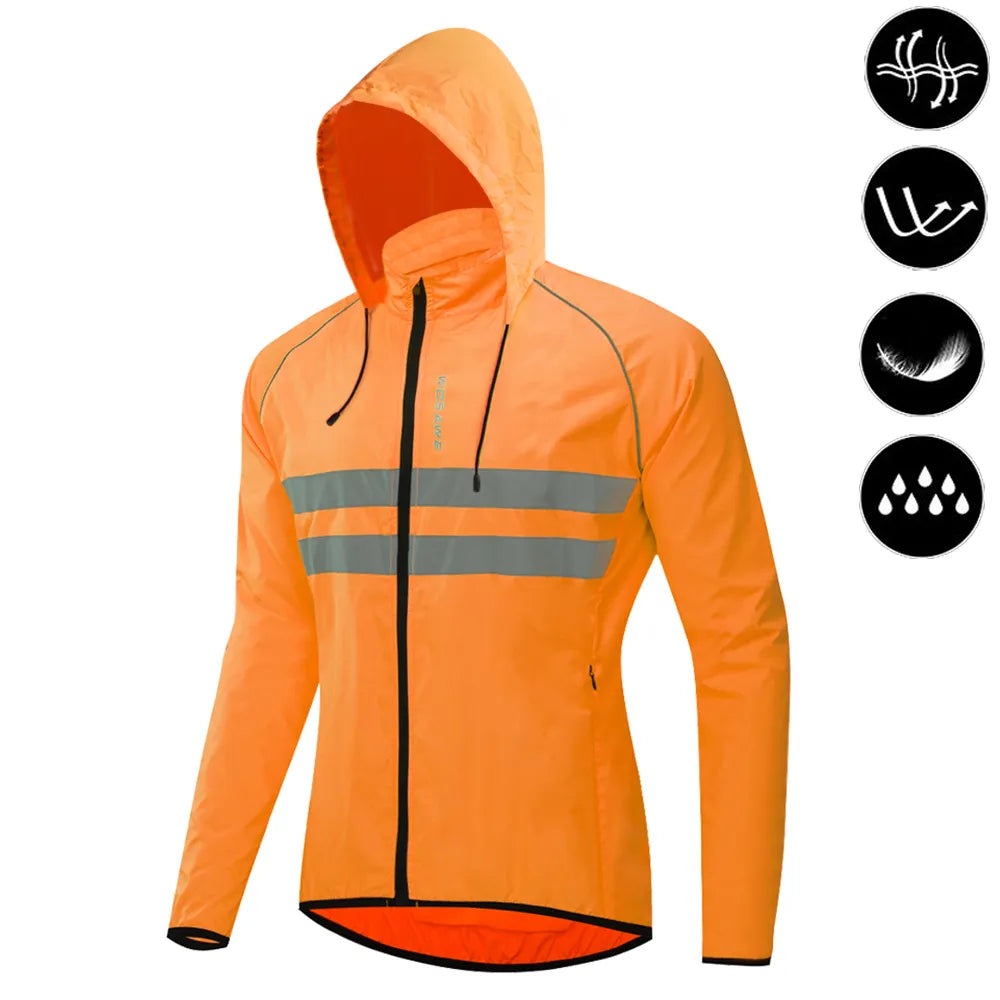 WOSAWE Ultralight Men's Cycling Windbreaker Reflective Jacket Windproof Water Resistant MTB Road Bicycle Long Jersey Wind Coat-WAYBIKER