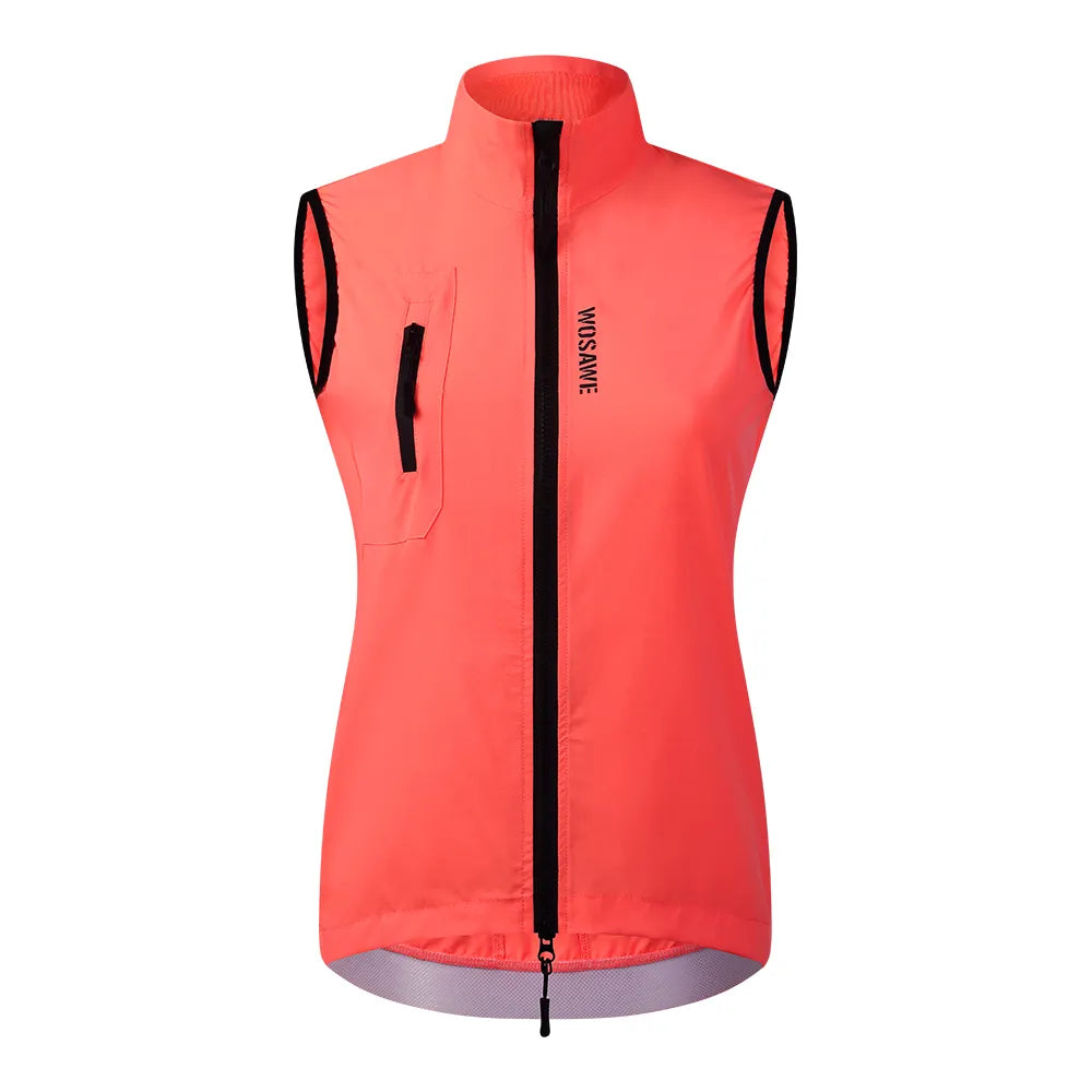 WOSAWE Cycling Vest Women Windproof Waterproof Bicycle Coats Summer Breathable Sleeveless MTB Bike Gilet With 2 Big Back Pocket-WAYBIKER