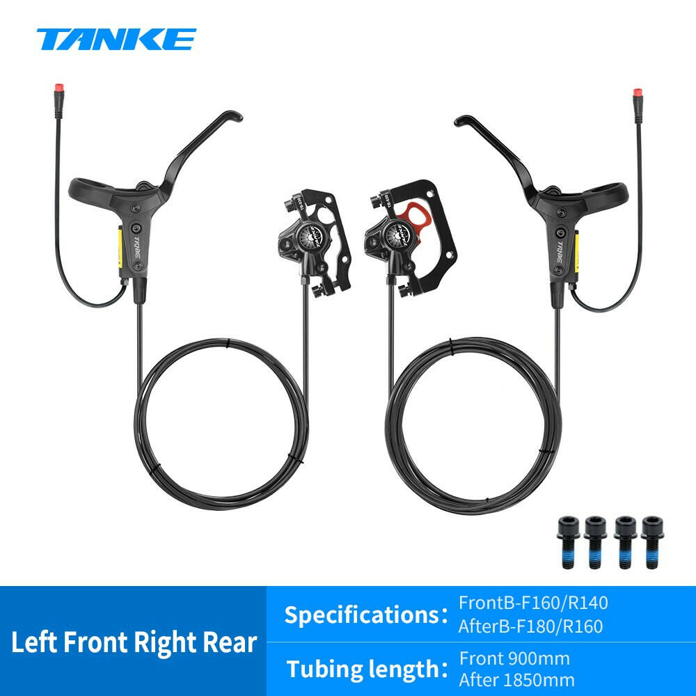 TANKE e-bike MTB electric Bike Hydraulic Disc Brake Set 180mm Rotors Oil Calliper Plate Front Rear Mountain Bicycle Clamp 22.2mm-WAYBIKER