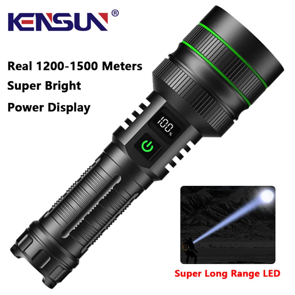 High Power LED Flashlight USB Rechargeable Super Long Range Tactical Torch Strong Light Lamp Outdoor Portable Lantern Waterproof-WAYBIKER